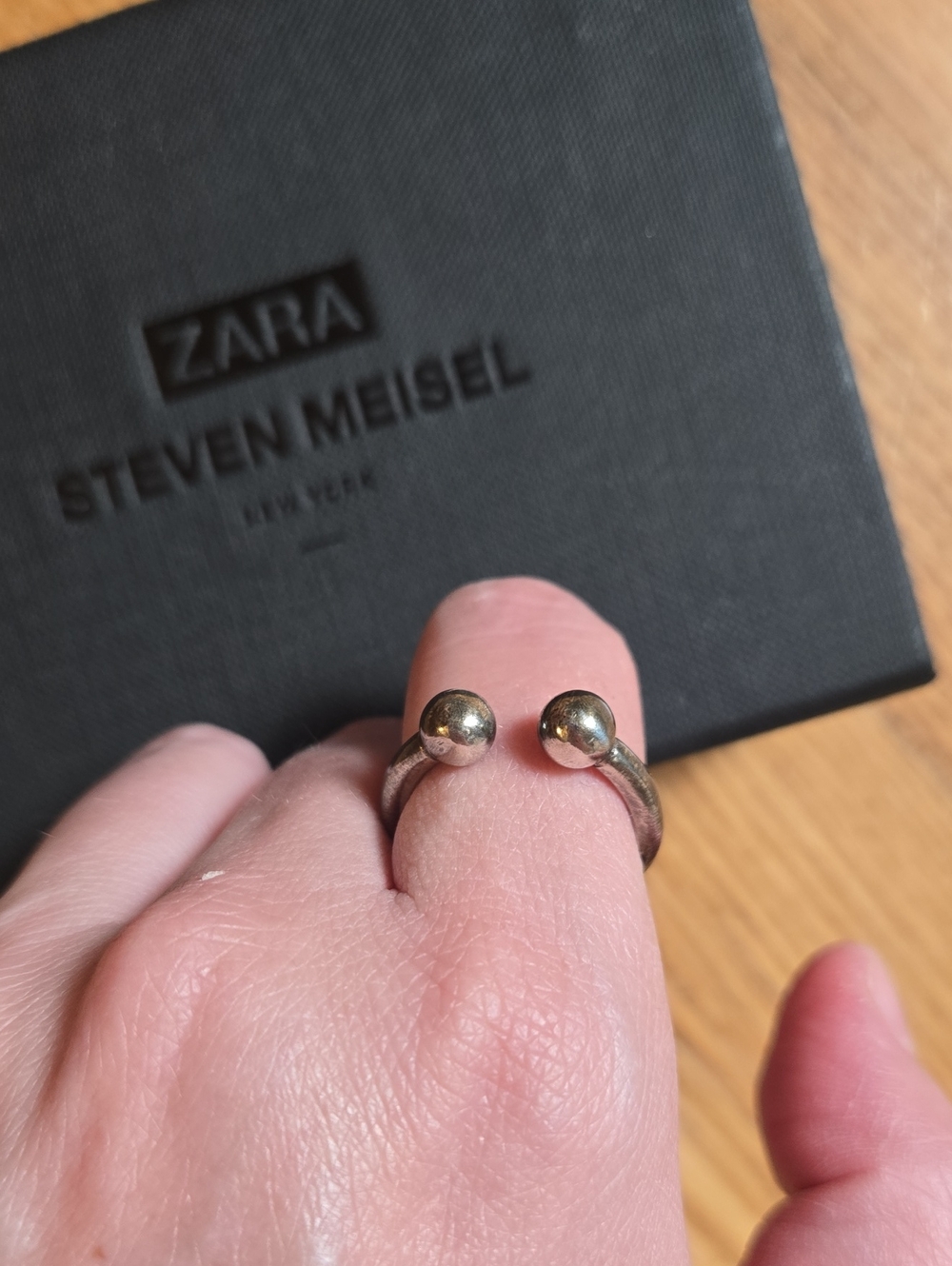 Zara x Steven Meisel aged silvertone open piercing ring
